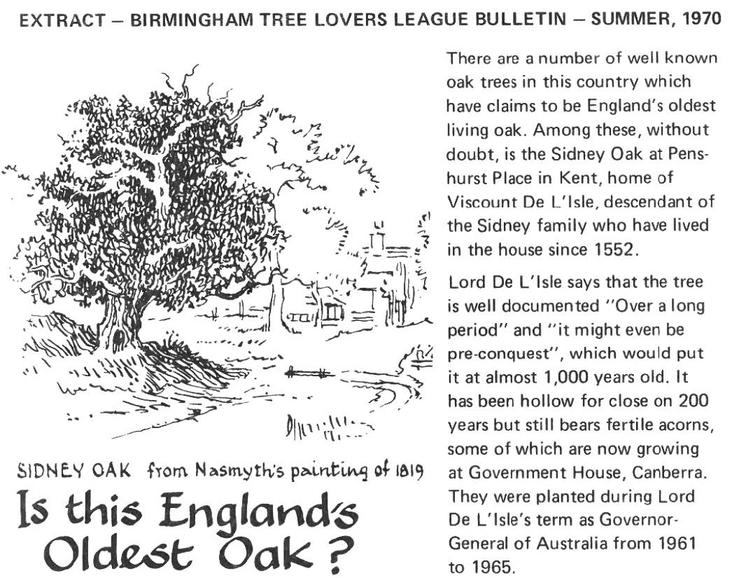 An extract from the Birmingham Tree Lovers League Bulletin (Summer 1970) include in an article from April 1972 edition of the Arboricultural Association News