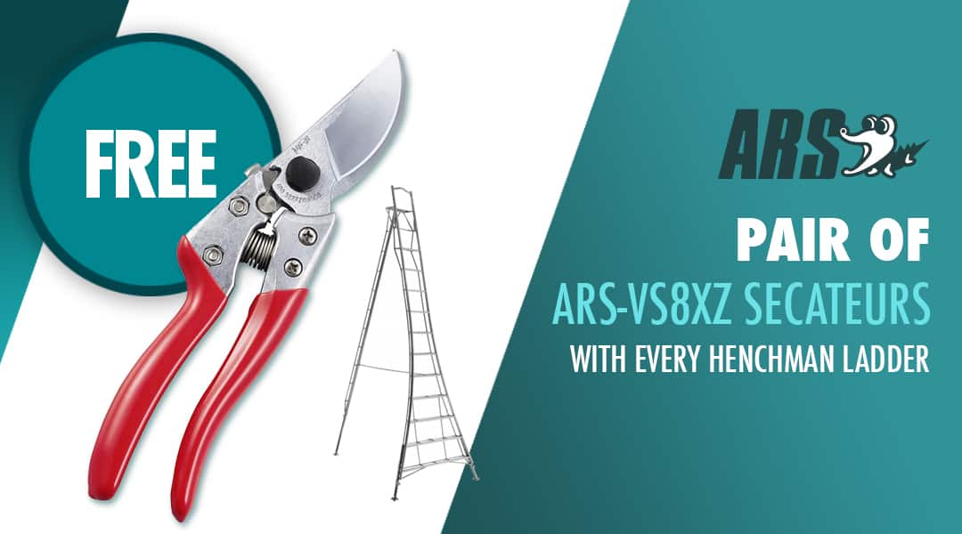 Free pair of ARS-VS8XZ Secateurs with every Henchman Ladder