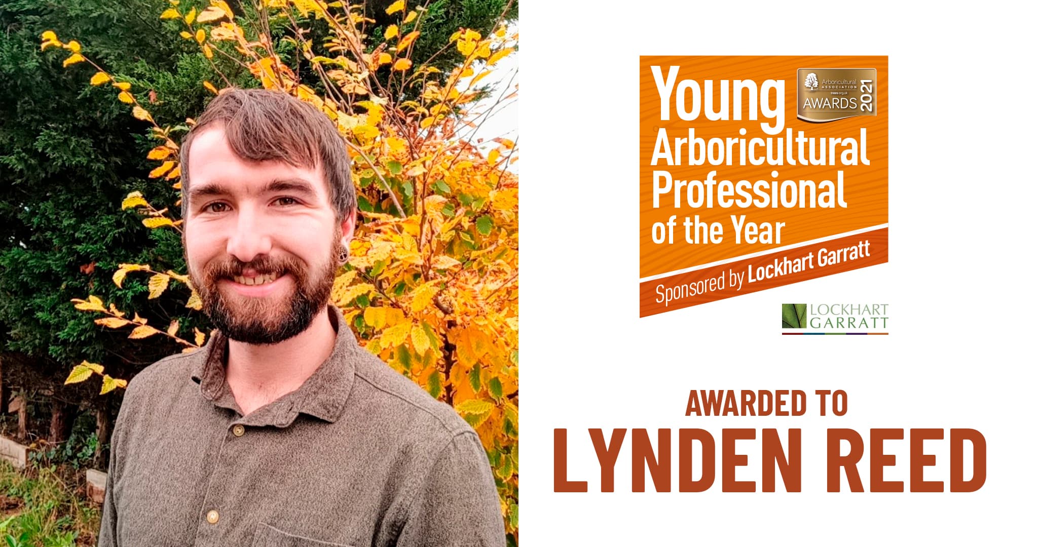 Lynden Reed awarded the AA Young Arboricultural Professional of the Year Award 2021