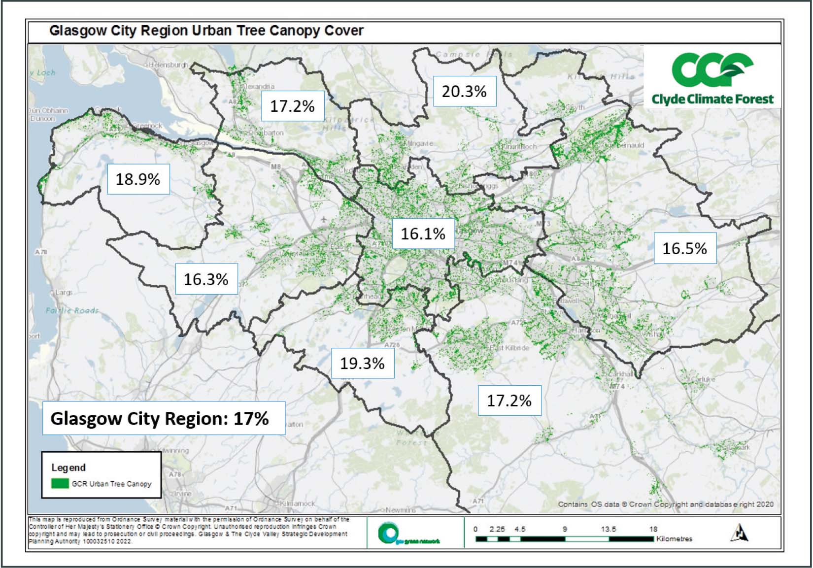 Clyde Climate Forest: Map of Glasgow City Region Urban Tree Canopy Cover