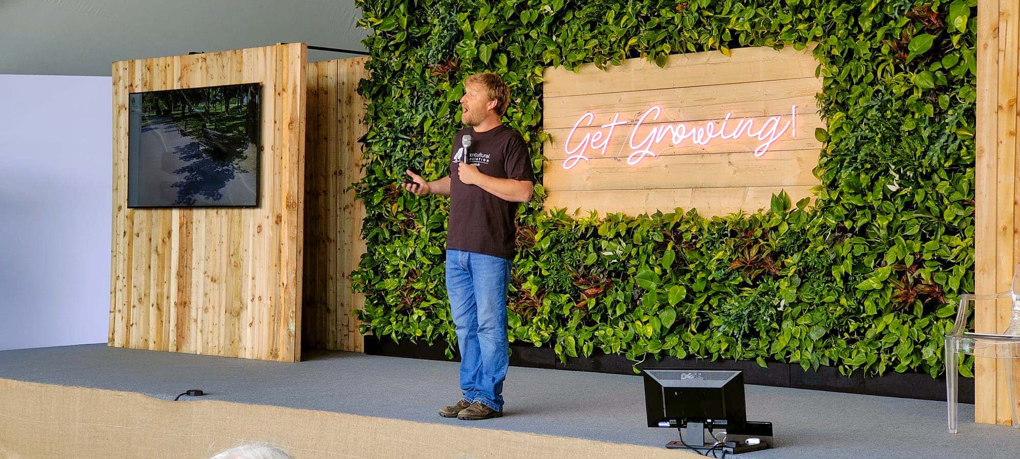 John Parker delivering his ‘The Wonder of Trees’ talk on the Get Growing stage.
