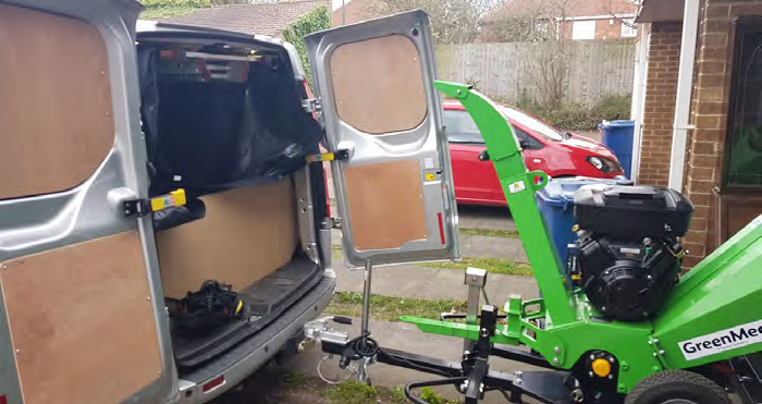 Early days: working out of a Transit van with a little GreenMech CS100 on a trailer.
