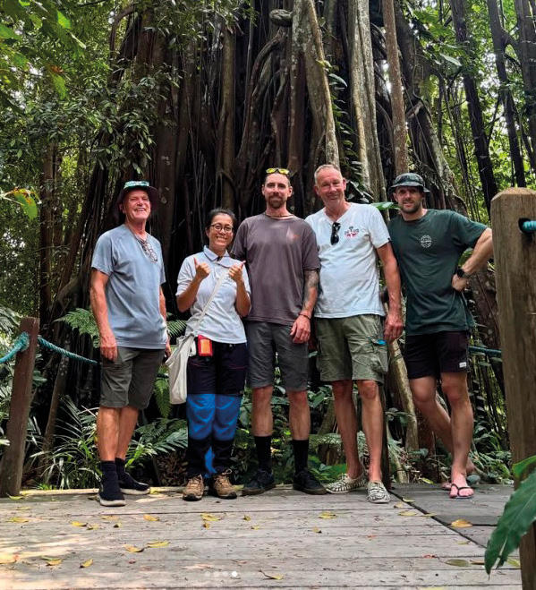 Andy, Geoff, Tony and Marcus with Fong, their guide at Singapore Botanic Gardens.