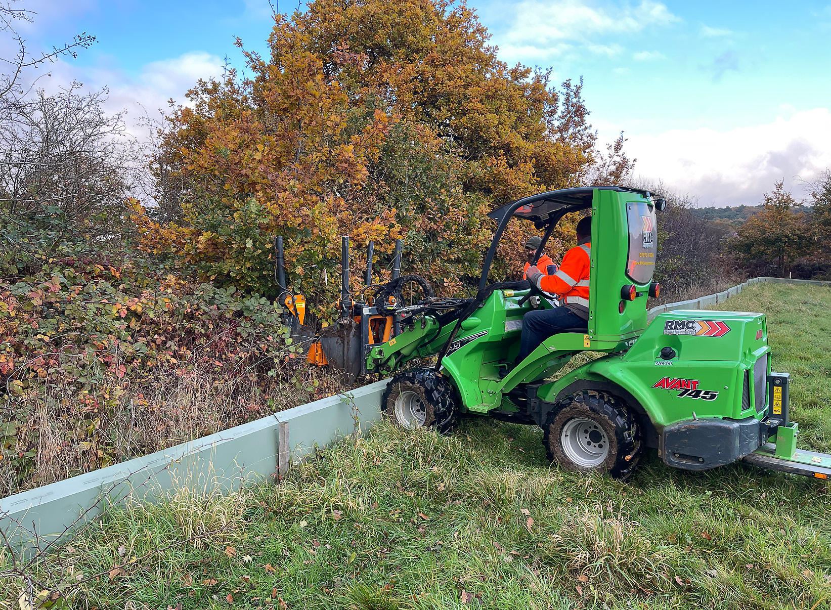 Arboricultural contractors lifting trees from within the site