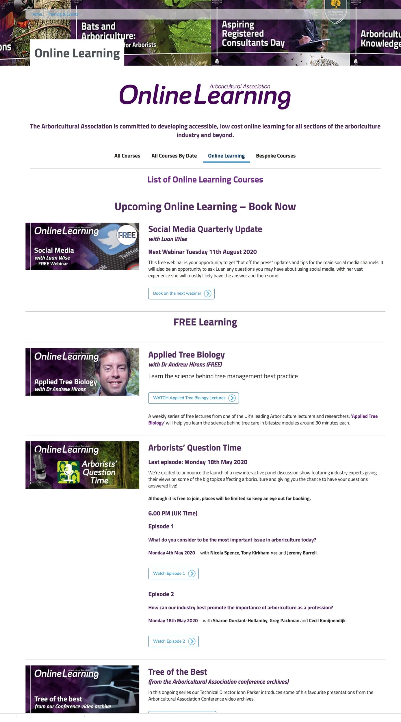 Online Learning page