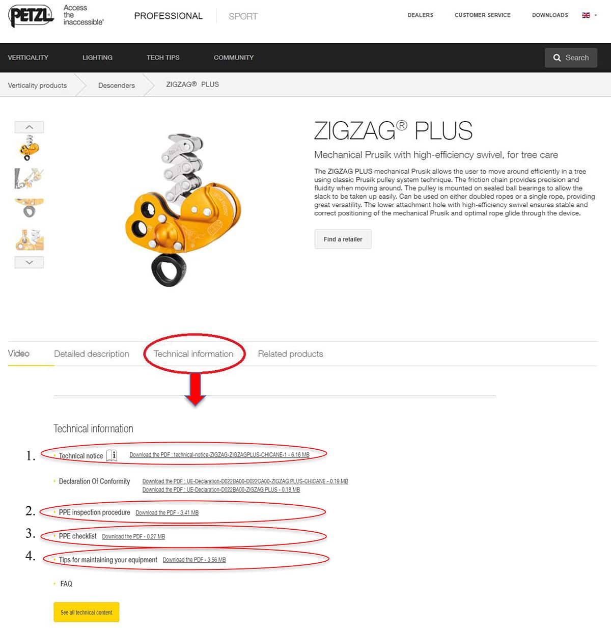 Petzl ZIGZAG product page
